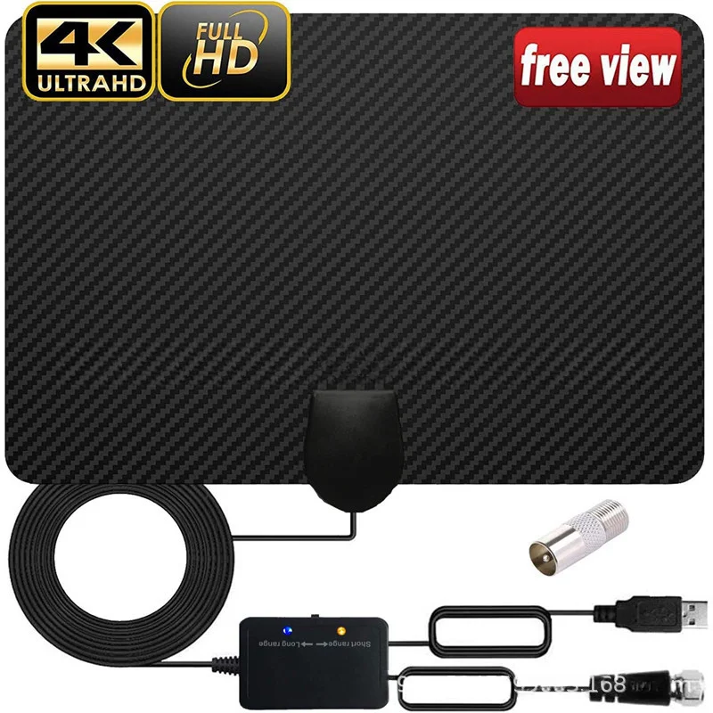 Carbon Fiber Indoor TV Antenna HDTV Digital TV Antenna 4K Dual Amplification Signal Amplifier antenna signal booster