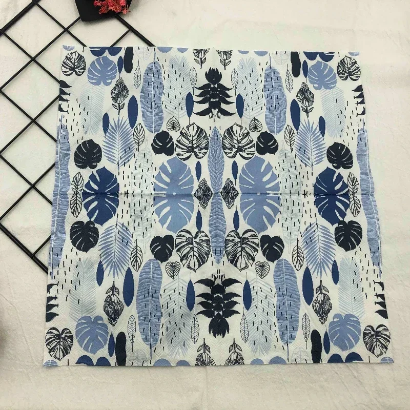 10/20pcs/Bag Colourful Printed Napkins Blue Leaves Creative Square Folding Facial Napkins Restaurant Party Baking Mouthcloths