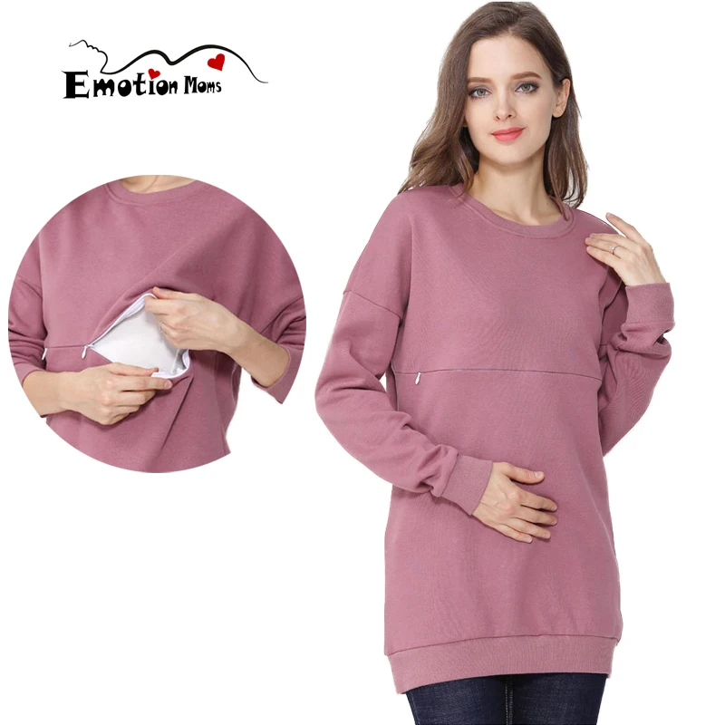 Big Size Autumn Winter Maternity Clothes Sweater Cotton Long Sleeve Nursing Top Breastfeeding Clothes Sweater for Pregnant Women