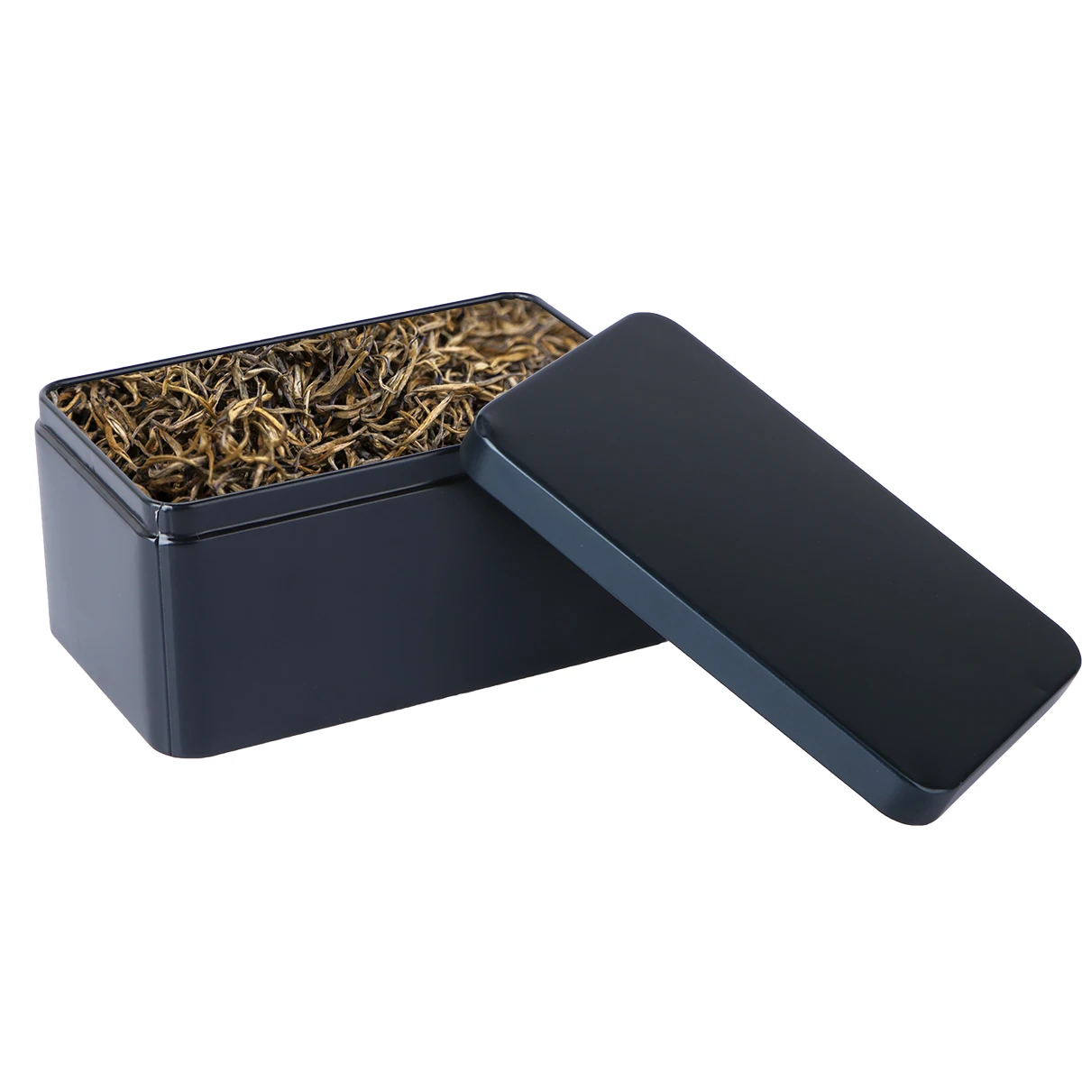 Rectangular Tinplate Box Mini Portable Tea Leaf Storage Container Candies Organizer Home Storage Box-13x8x6cm (Black) tea tin box airtight container