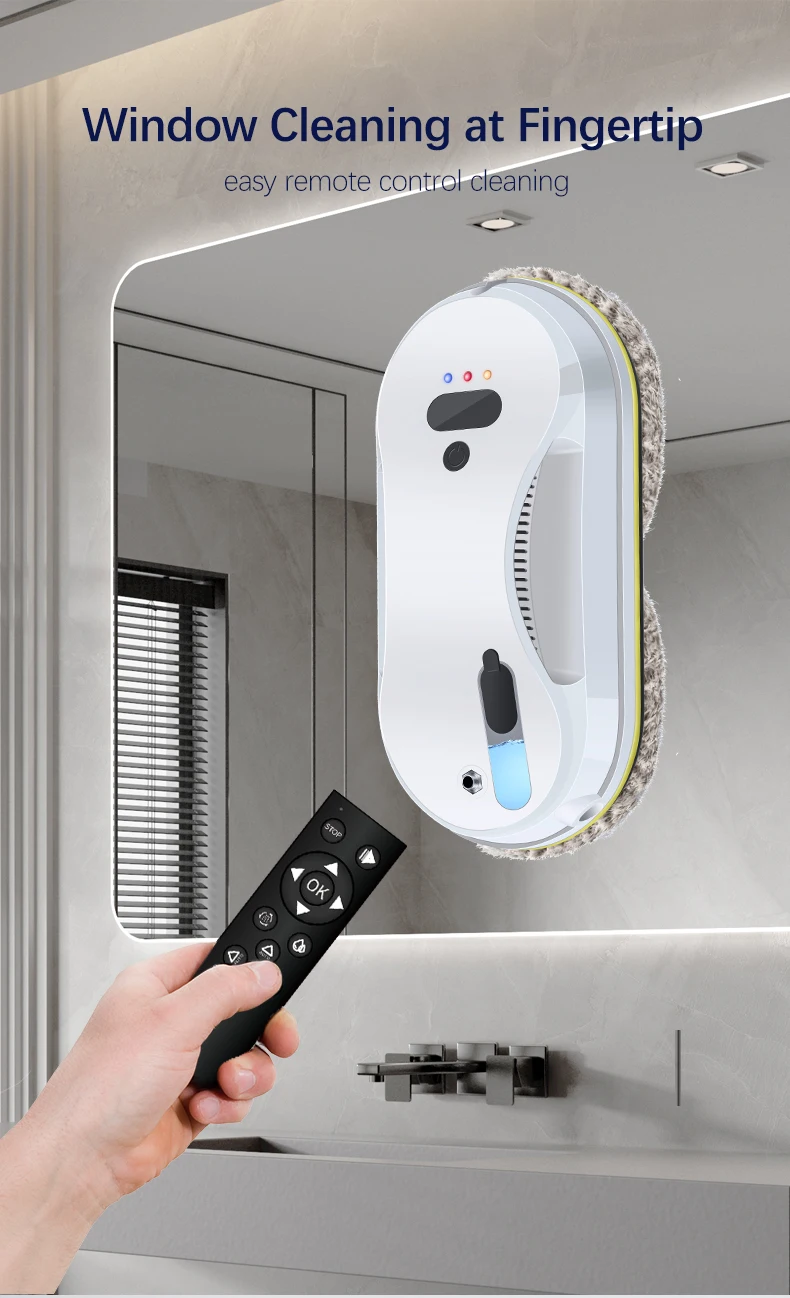 Automatischer Wasserspray-Reinigungsroboter für Haushaltsfenster, elektrischer Fensterwischer mit Fernbedienung, Haushalts-Glaswischer-Staubsauger – Detail 10