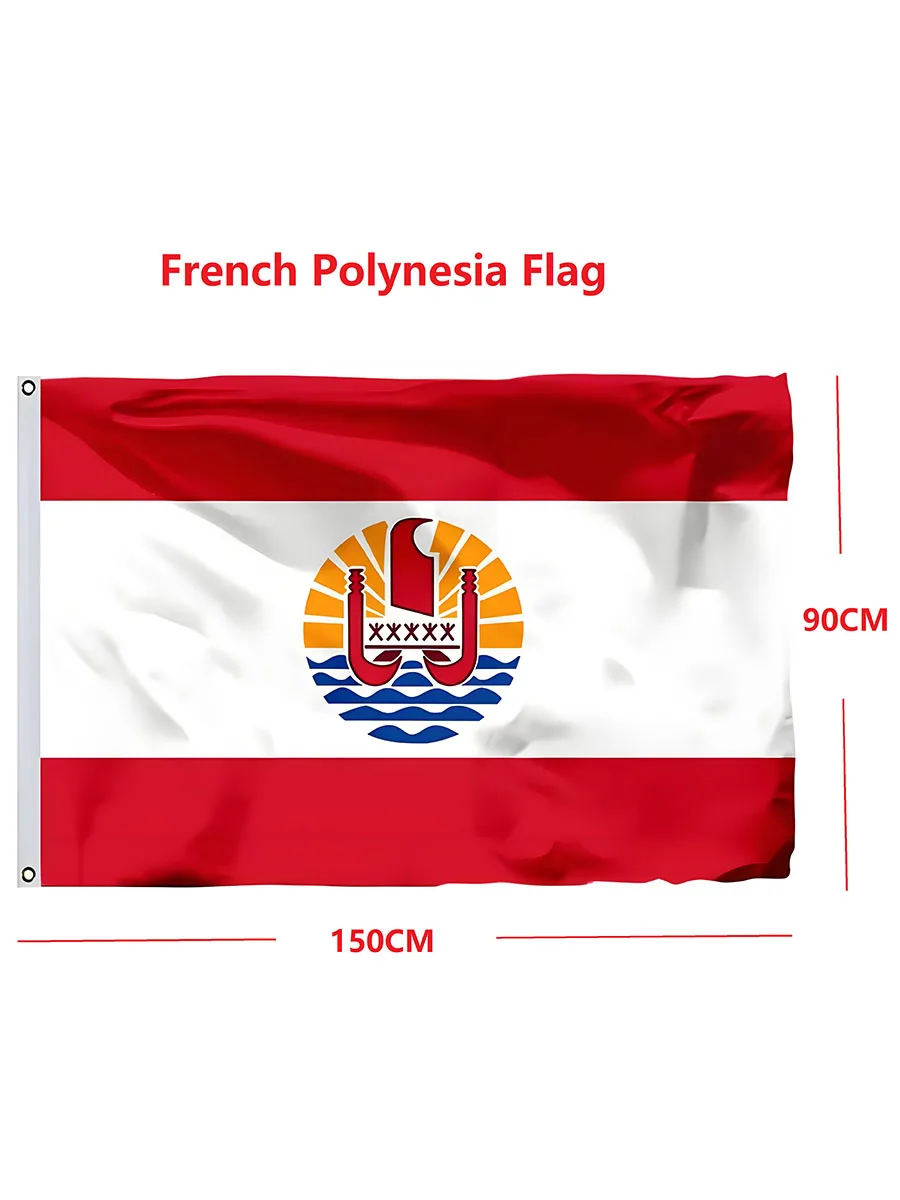 3 x 5 Fuß (90 x 150 cm), französische Polynesien-Flagge, Polyester, bedrucktes Banner, Wandteppich für Zuhause, Flaggenbanner – Detail 1