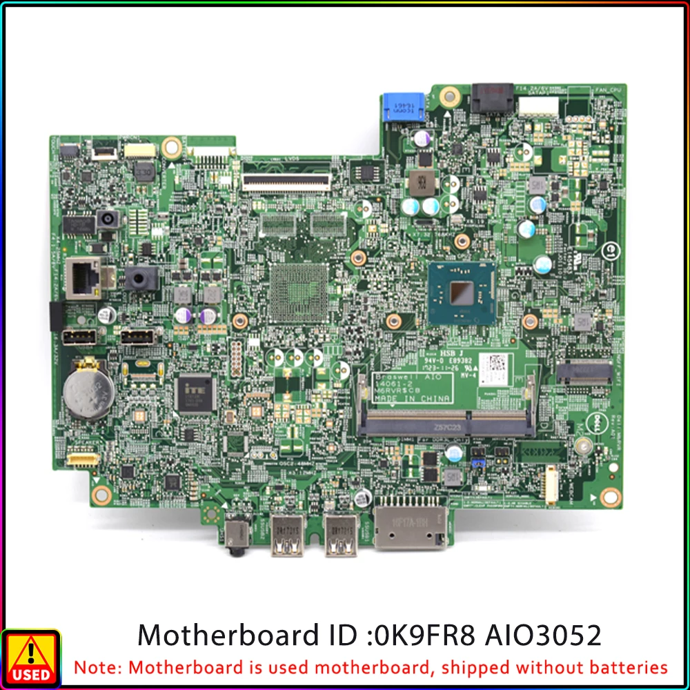 

FOR DELL AIO 3452 20-3052 Motherboard 0K9FR8 AIO3052 M6RVR DDR3 95% NEW TESTED