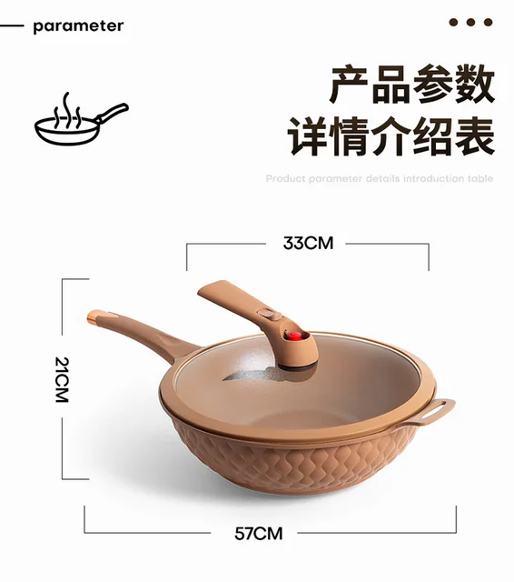 Non-Stick Clay Wok With Steamer Basket Clay Wok Micro-pressure Wok  Multifunctional Non-stick Household Frying Pan Induction - AliExpress