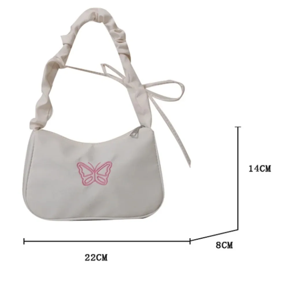 Fashionable Armpit Bag for Women Personalized Y2K Shoulder Bag Makeup Lipstick Storage Tote Bag Embroidery Butterfly Handbag