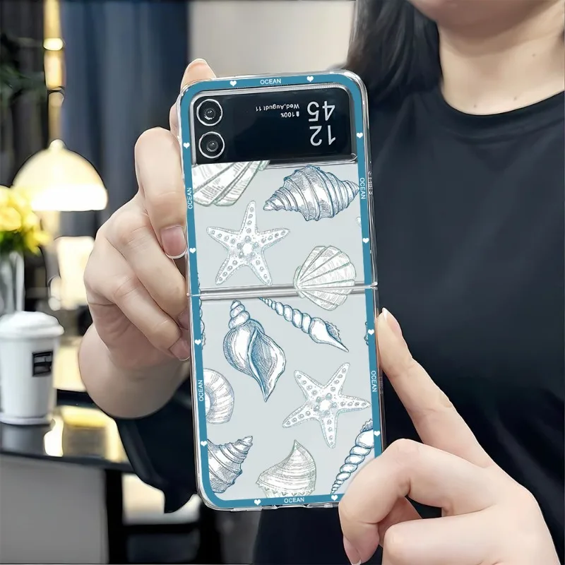 Cartoon Ocean Shark Shockproof Transparent Folding Phone Case