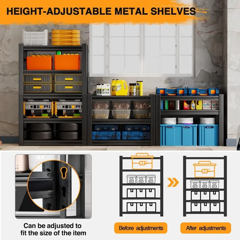 5 Tier Garage Shelving, Storage Shelves Heavy Duty Shelving, Adjustable Metal Shelf Rack and Shelf Units 3