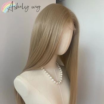 Ashely Platinum Blonde Wig 26inch 13x4 Lace Front Wig Long Straight Synthetic Lace Wigs High temperature Fibers for Cosplay