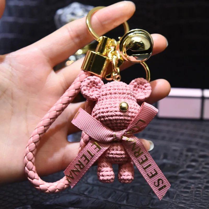 Nuolin Cute Leather Lady Girl Bear Keychain Animal Keychain Bag Charm  Pendant Jewelry Bulk 