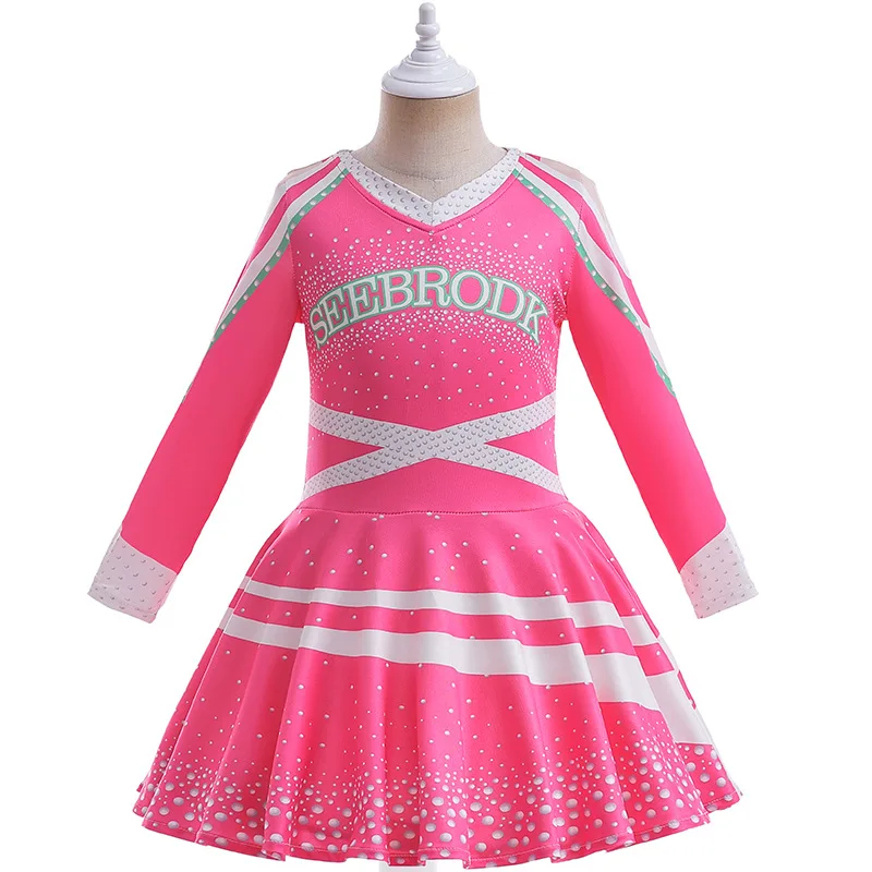 3-10 year old football competition cheerleading uniform solid color girls dress long sleeved backless girls casual dress