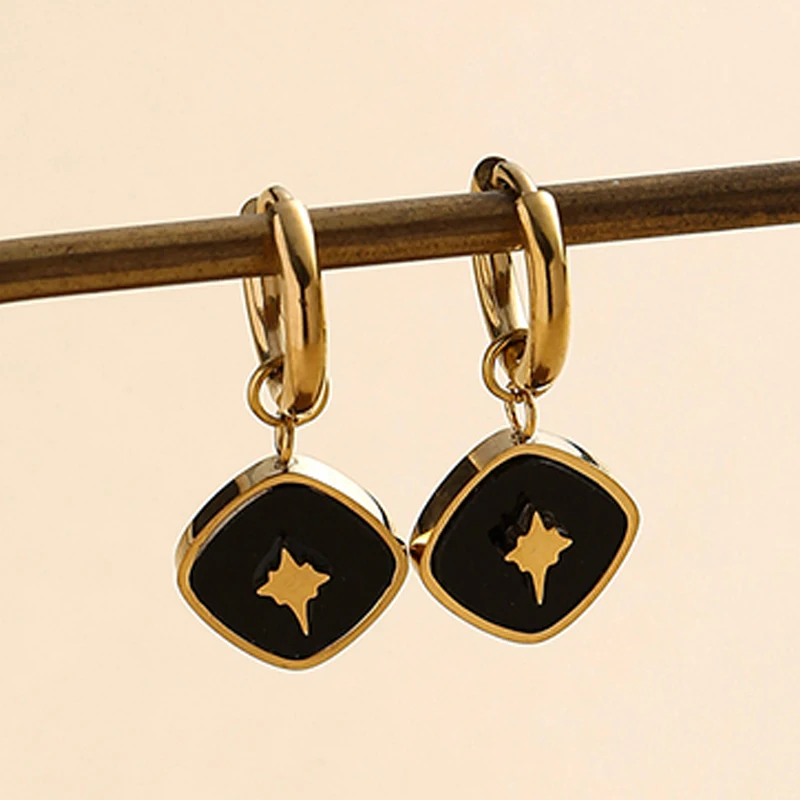 

Bohemia Enamel Dangle Earrings for Women Girls Fashion Stainless Steel Geometric Earings Trendy Female Jewelry Accessories 1pair