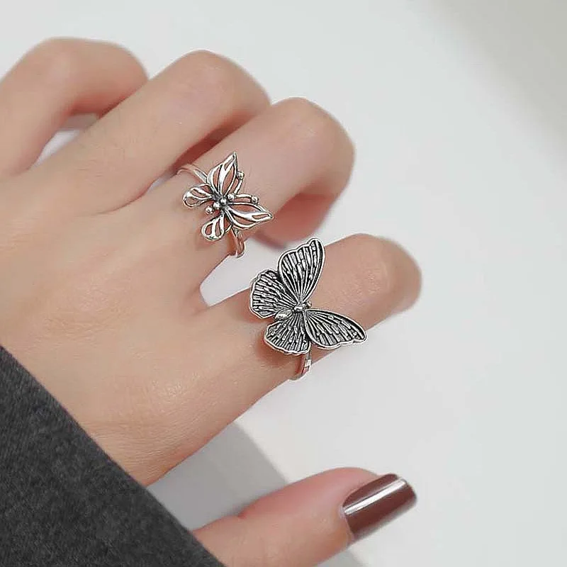 

Hollow Out Design Vintage Silver Color Butterfly Romantic Korean Minimalist Fine Jewelry for Women Ladies Party Accessories