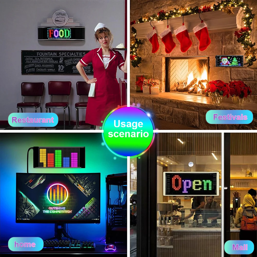 Car LED Matrix Pixel Flexible Panel Night Light DIY Programmable Display Bluetooth App Control for Car Windows Bars Party, led light, led display light, led panel