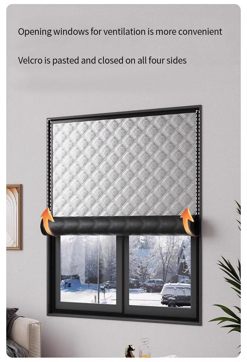 Waterproof Cotton Curtains - Windproof Window Drapes | Thermal Insulation & Frost Resistant Film