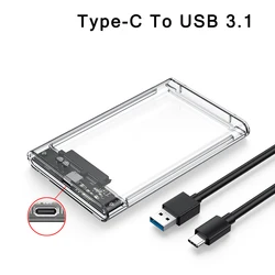 Clear External Hard Drive Case with USB 3.0/Type C Connectivity and UASP Support (Type C to USB 3.1)