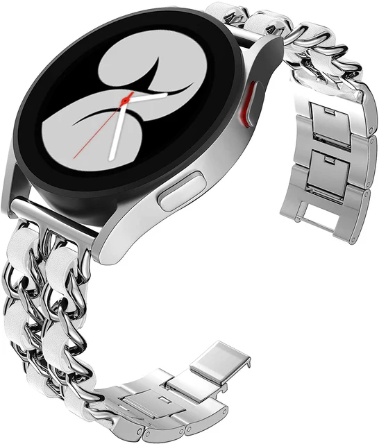 Leather and Metal Link Bracelet Watch Strap, 20mm/22mm Band