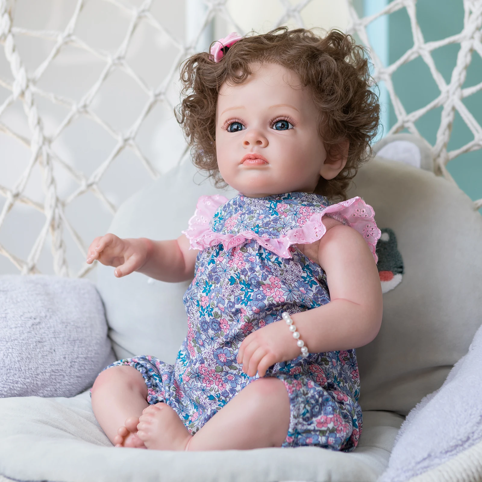 

60 CM 3D Paint Freckled Skin Cloth Body Silicone Reborn Baby Doll Tutti Girl Blood Vessels Bebe Lifelike Art Hand Made