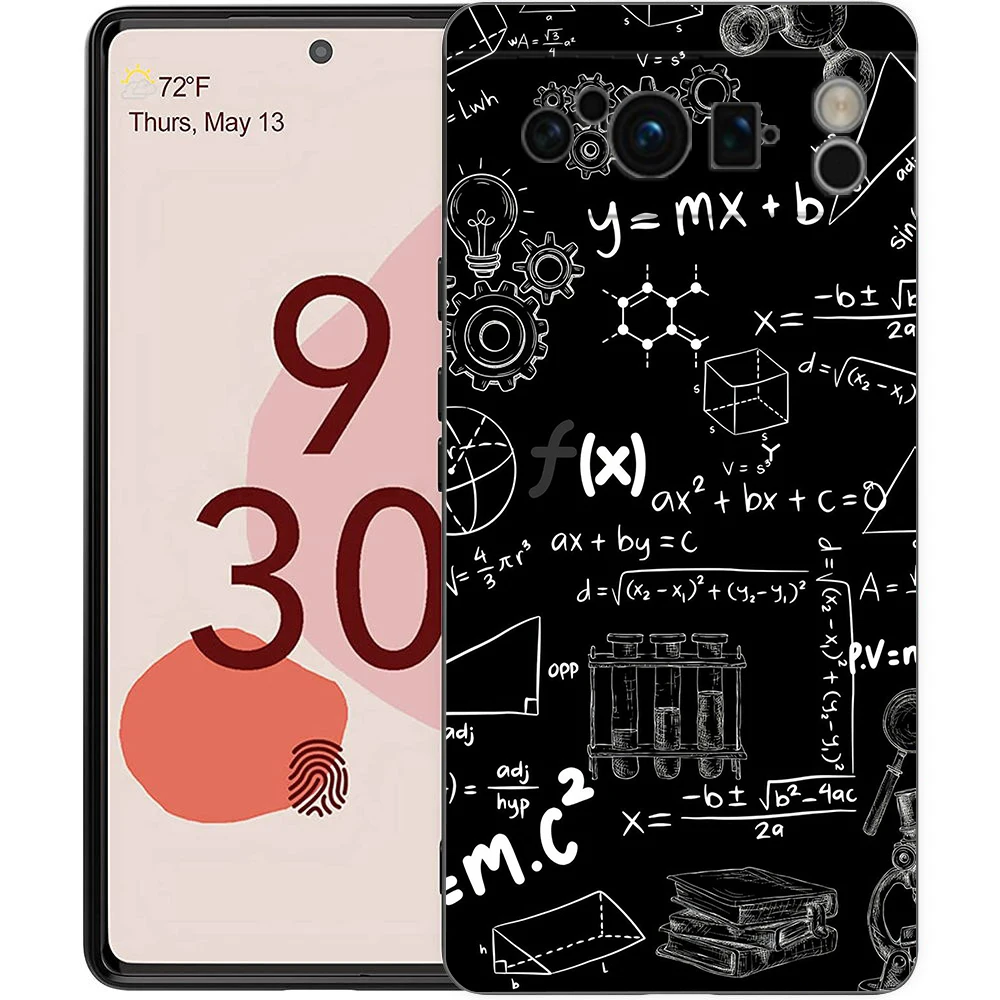 Elegant Black TPU Phone Case with Physics and Mathematics Design