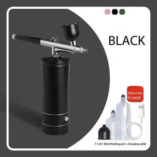 Portable airbrush set with compressor, USB charging, 0.3mm nozzle for painting, tattooing, manicure, makeup and model coloring - Image 2