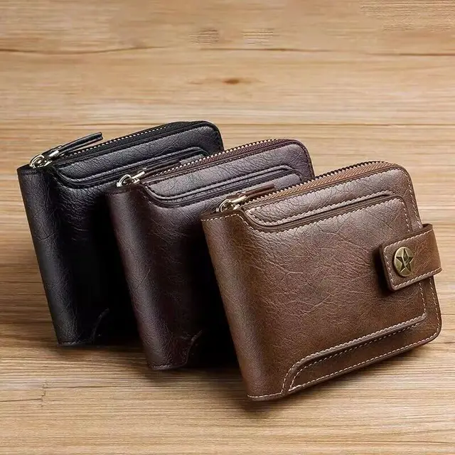 Men's Fashionable Tree Pattern Zipper Buckle, Credit Card Card Holder, Zipper Coin Storage Zipper Button Closure Business Walle 2