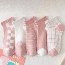 

5Pairs Women Cotton Socks Stereoscopic Female Kawaii Pink Color Short Socks Women Casual Soft Funny Socks Anti-slip Chaussette