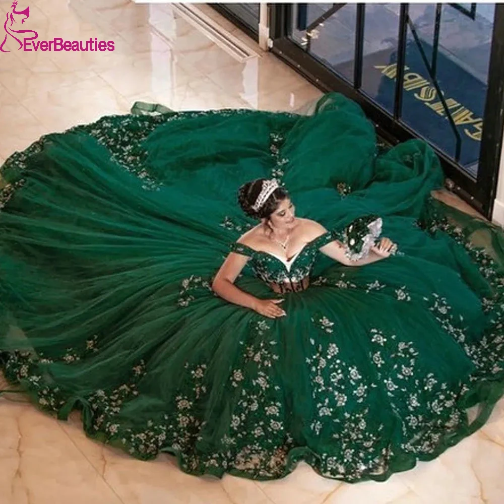 

Бальное платье с фатиновой аппликацией, бальное платье 15 Quinceanera, с открытыми плечами, милое Выходное платье 16