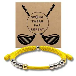 Men's Geometric Bead Golf Bracelet - Stylish Hybrid Material Jewelry Gift (Yellow golf bracelet)