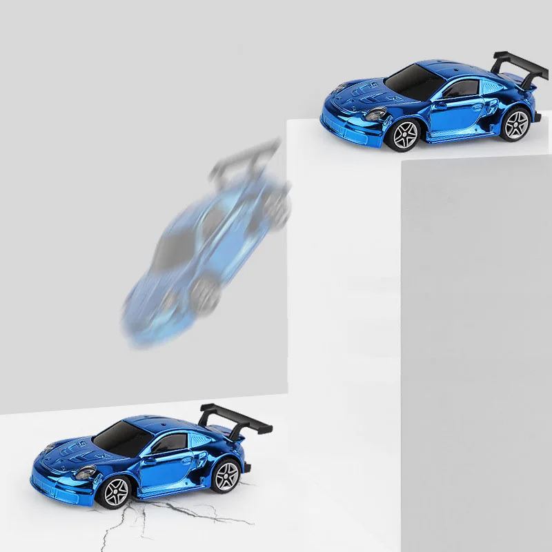 1:43 Mini Size RC Car Gold Plated With Lights 2.4G Radio Remote Control Racing Cars Model USB Charging Boys Toys For Children 4