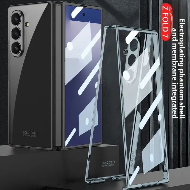 Sleek Transparent Hard PC Electroplated Frame Phone Cover with Screen Protector