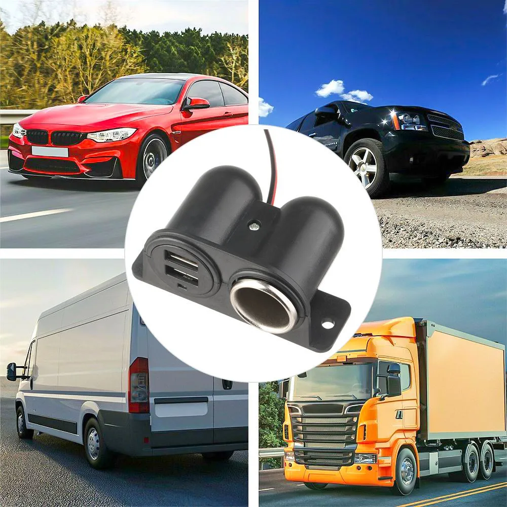

Dustproof Universal Splitter 12V/24V Two USB Port Fast Charger Car Cigarette Lighter Power Adapter
