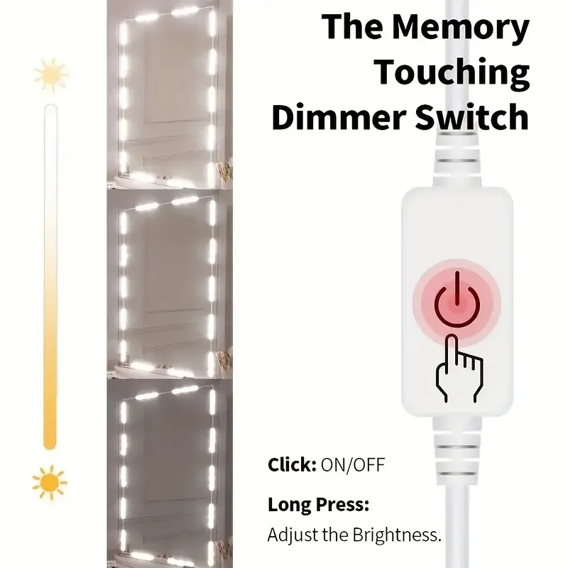 Makeup Mirror Mirror Lights Makeup Mirror Lights Vanity Light Makeup Lamp 1pc USB Touch Sensor Adjustable Makeup Mirror for Bathroom