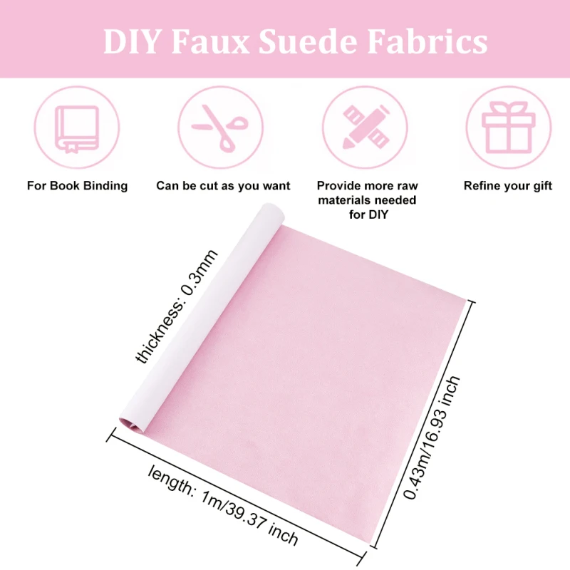 1 Sheet DIY Faux Suede Fabrics with Paper Back for Book Binding Pearl Pink 430x1000x0.3mm