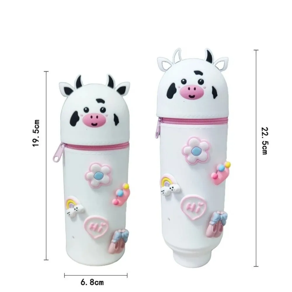 1pc 접이식 연필 케이스 동물 모양 실리콘 동물 연필 케이스 학생을위한 먼지 방지 깨지지 않는 펜 컨테이너
