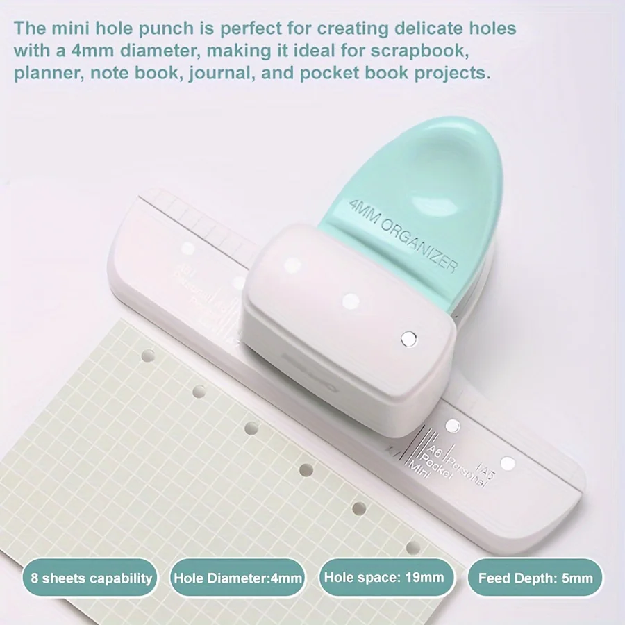 Three-hole hole punch 4mm diameter hole punch paper scrapbooks loose-leaf notebooks pocket books paper punch hole punching tools paper craft punch circle hole punch
