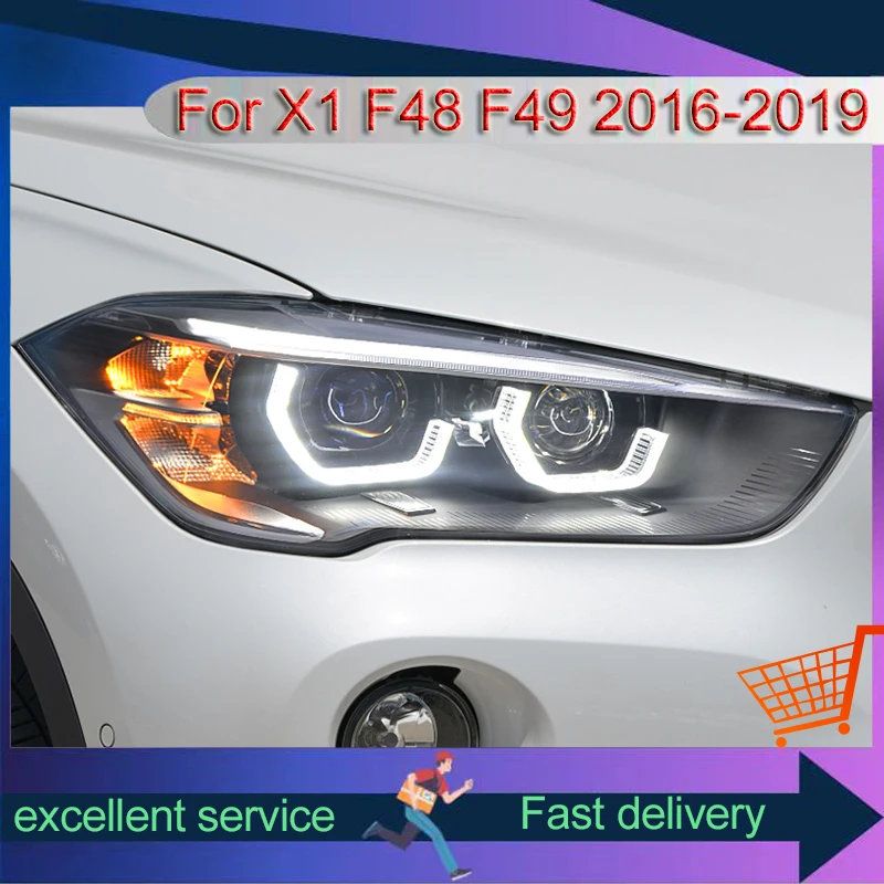 New Style Auto Headlight For BMW X1 F48 F49 2016-2019 Refit Laser Lens LED  Spoon Shape DRL Turn Signal Light Assembly Front Lamp