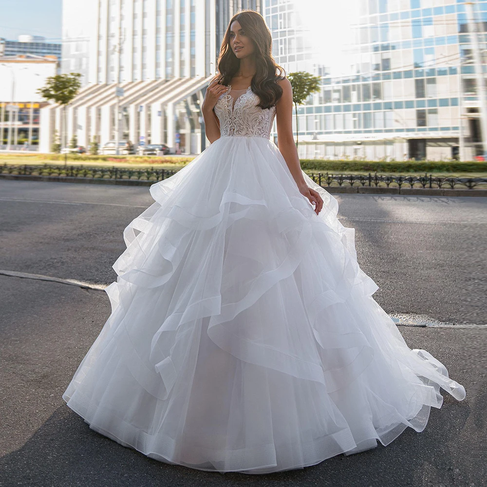 

Gorgeous Ball Gown Wedding Dresses Sexy V-Neck Ruffles Vestidos De Novia Appliques Vestido De Noiva Lace Robe De Mariée