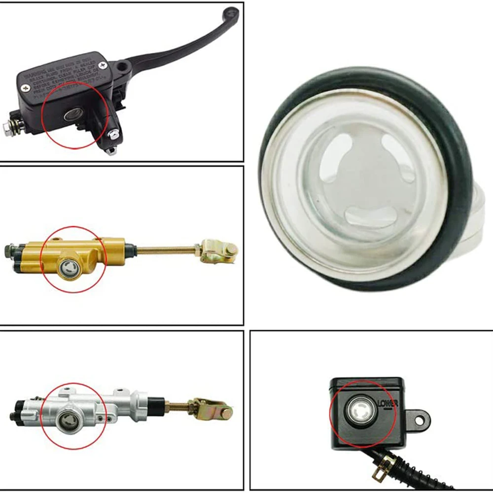 2Pcs Universal 18mm Motorcycle Sight Glass Oil Sight Glass Seal Iron Rubber For Brake Pump Brake Cylinder