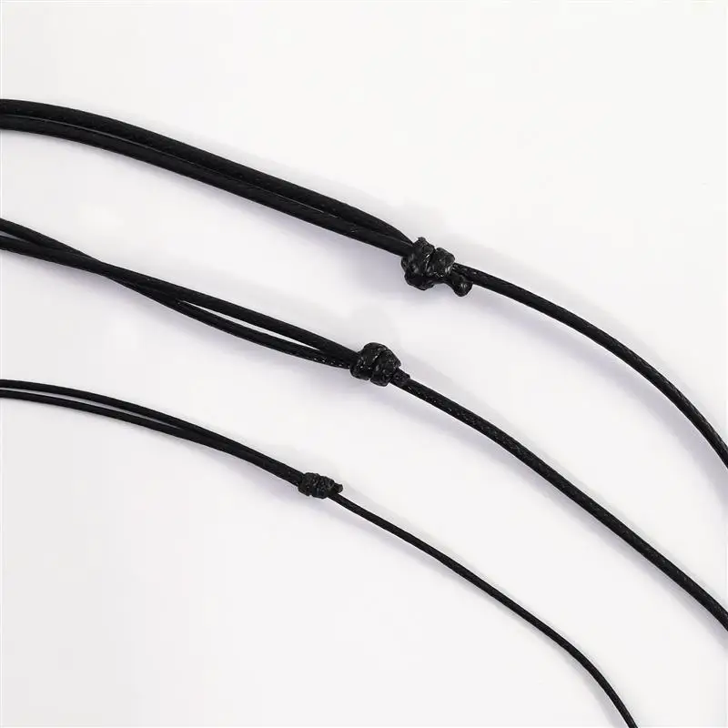 10/50pcs Adjustable 40-80cm Long Black Braid Wax Cord DIY Pendant Necklace Knot Sliding Cord For Jewelry Making Findings