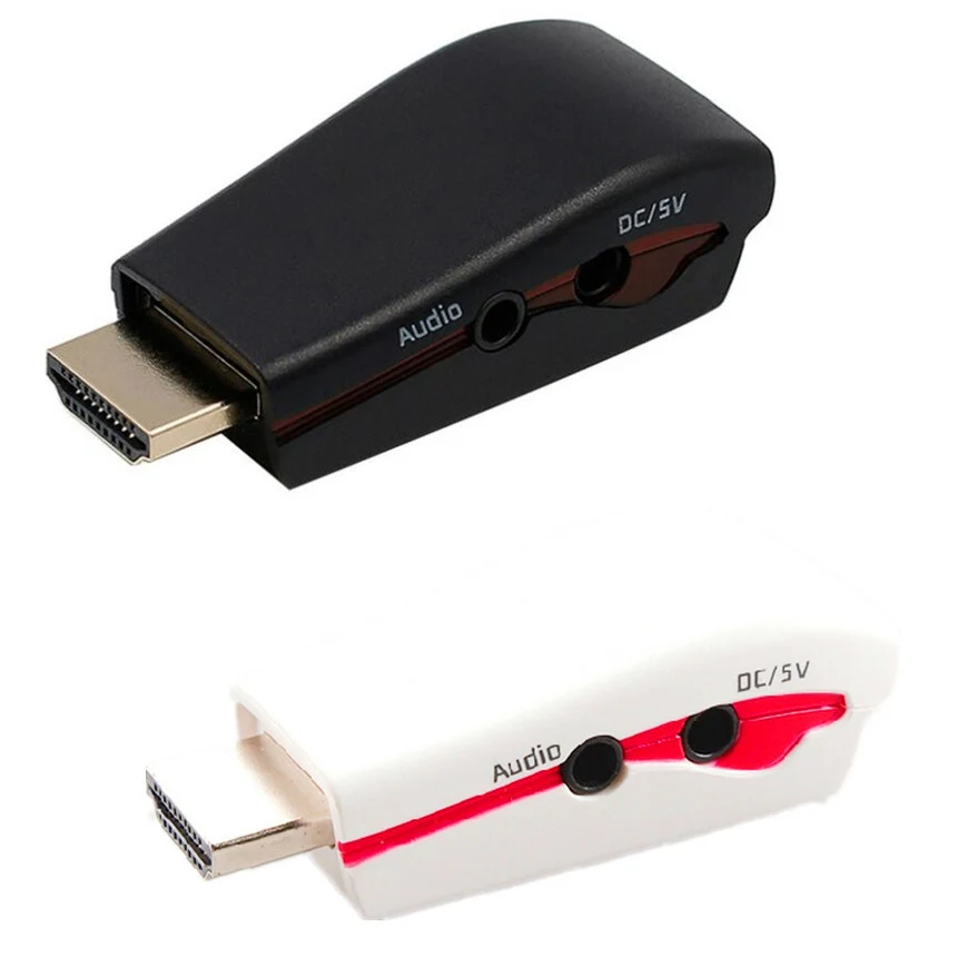 HDMI to VGA Male to Female Converter Set Top Box Game Player Laptop Input HDTV Monitor Projector Output Video Adapter