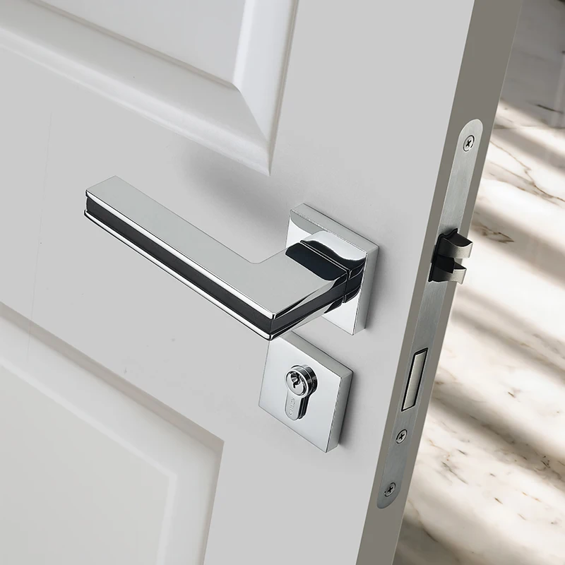 Bedroom-door-lock-indoor-wooden-door-modern-and-simple-split-silent ...