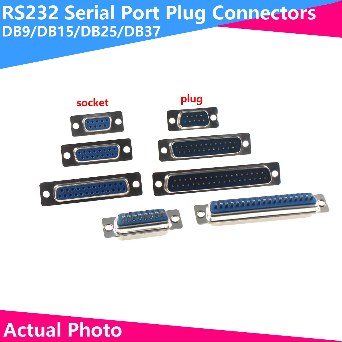 10PCS DB9 DB15 DB25 DB37 Male and Female RS232 Wire Solder Serial Port Plug Connectors