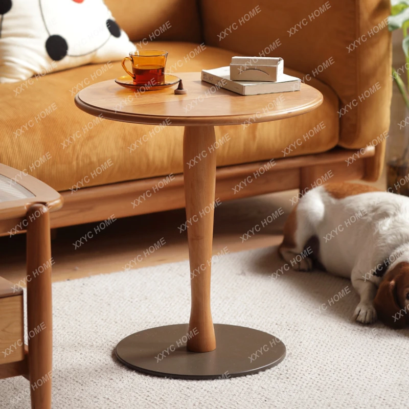 

Боковой столик из массива дерева, Маленький журнальный столик для гостиной, маленький круглый столик из вишни, простой скандинавский маленький столик