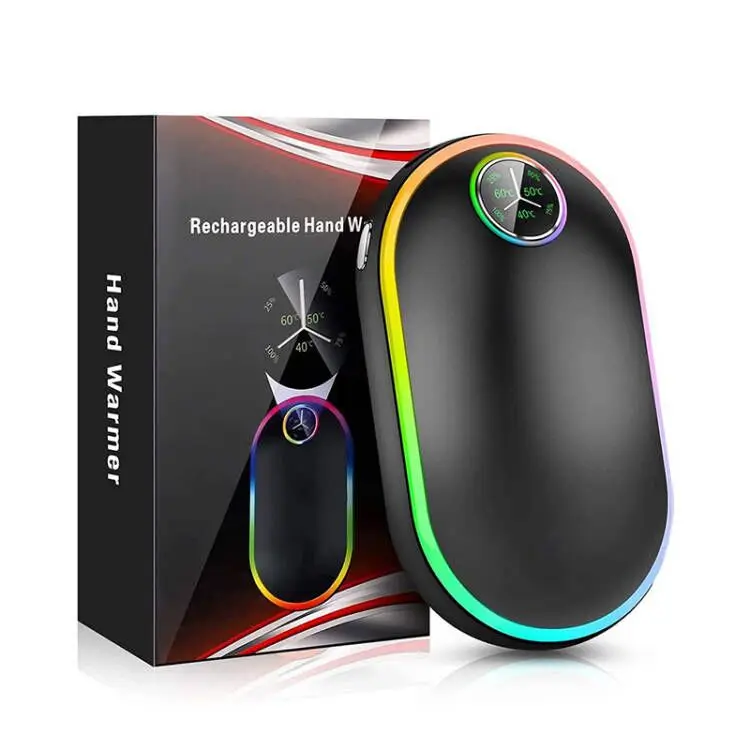 10000Mah Hand Warmer USB Power Bank Portable Electric Pocket Digital Display Flashlight