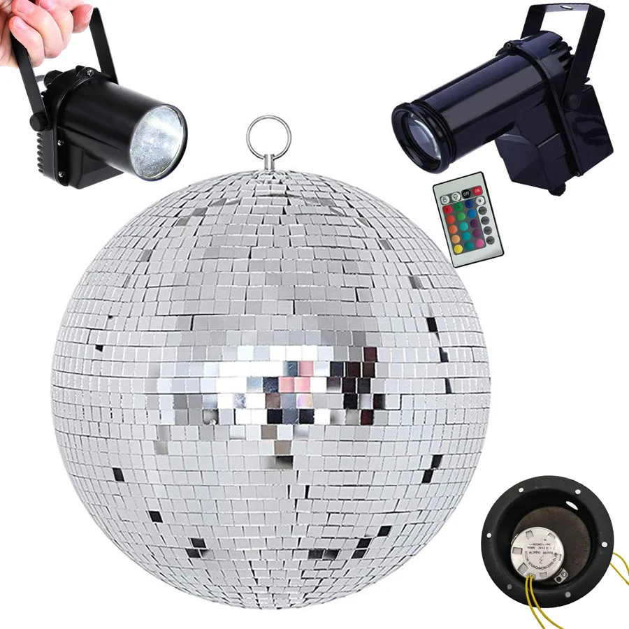 Glass Mirror Disco Ball Light disco mirror ball 10W RGB Beam Pinspot Light Bar Wedding Party Disco Mirror Ball Stage