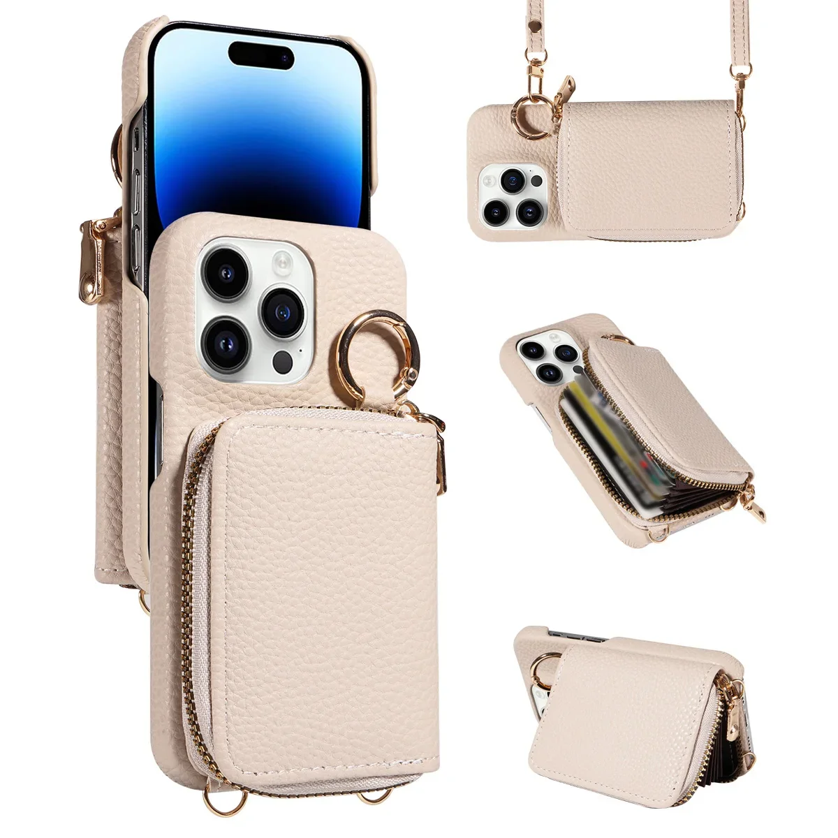 Premium PU Leather Anti-Drop Phone Case with Lanyard, Card Slots, and Wallet Cover