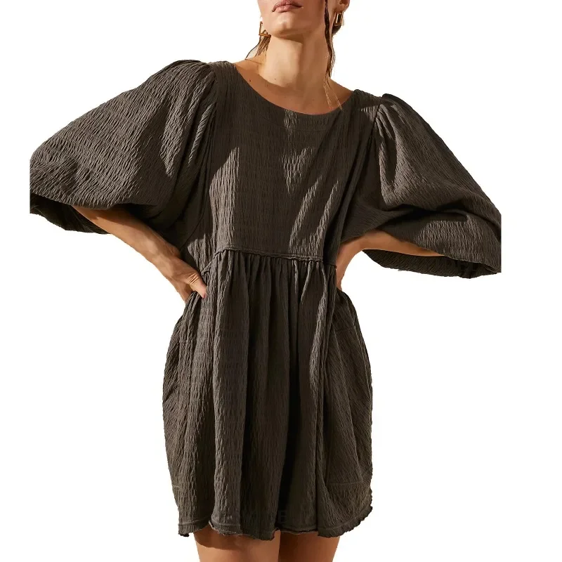 

Женское многослойное Свободное платье с открытой спиной и рукавами-фонариками