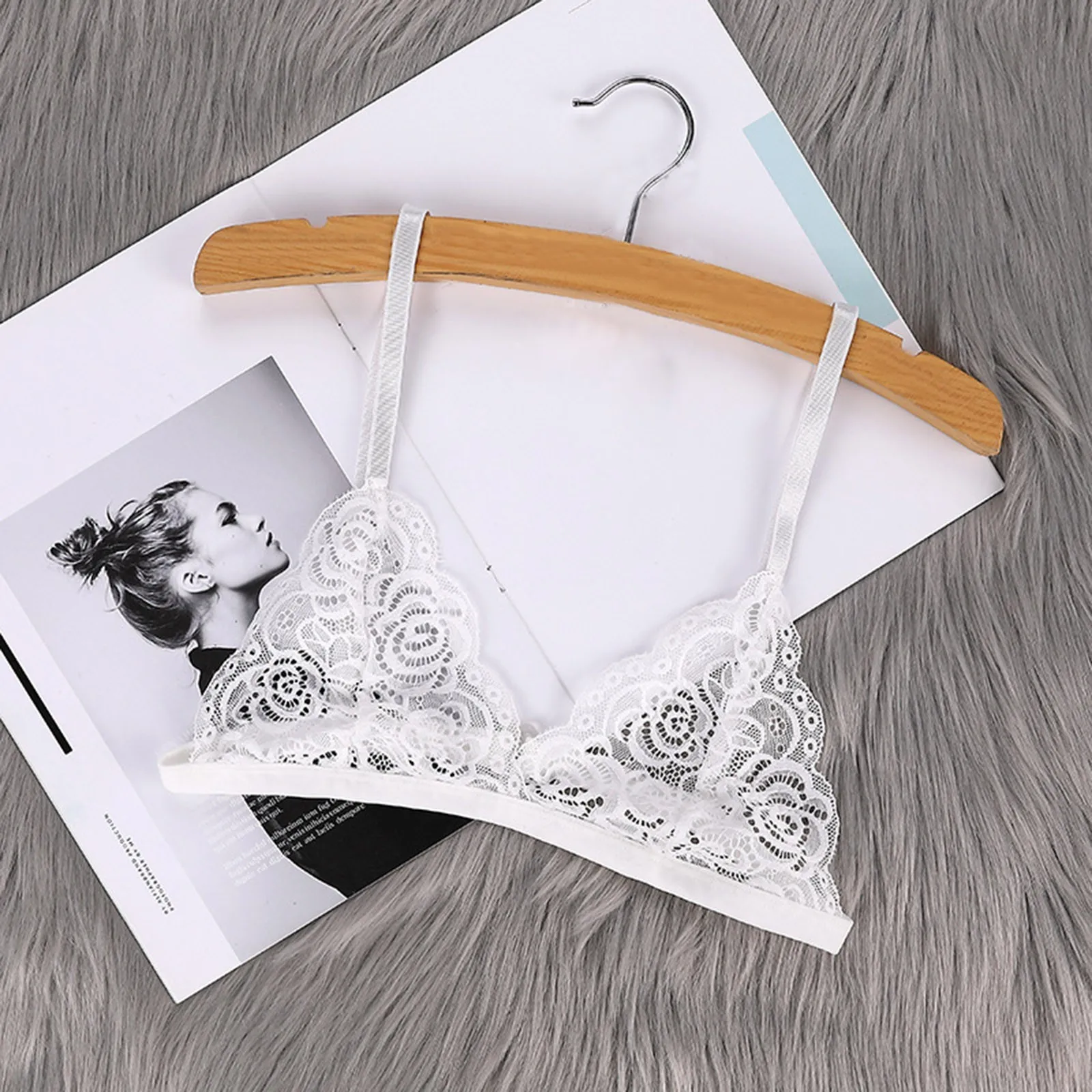 

New Women'S Thin Bra Without Chest Pad Transparent Sexy Lace Lingerie Cutout Back Buckle Tube Top Underwear Summer Cloth