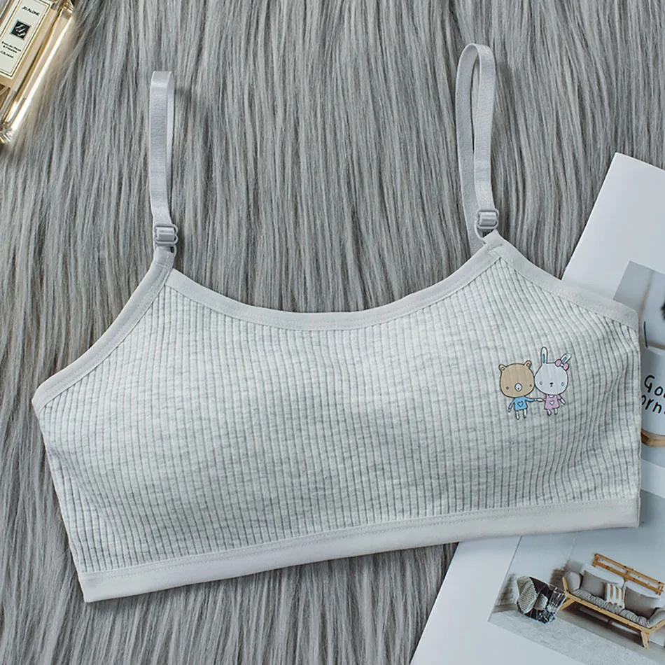 Adolescent Pure Cotton Bras For Children Adjustable Shoulder Strap Underwear For Girls During Development Period sports bra,training bra,cotton bra