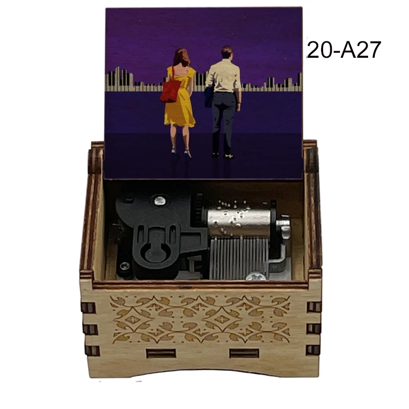 Black Wooden La La Land Music Box 18 Tones Wind Up Gift Music City of Stars Movie Fans Souvenir Friend Birthday Decoration
