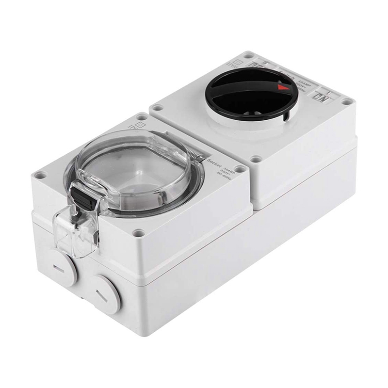 Switch Socket Outdoor Waterproof Socket IP66 Wall Mounting Plug Base For Bathroom Garden Garage Yard (DE Socket)